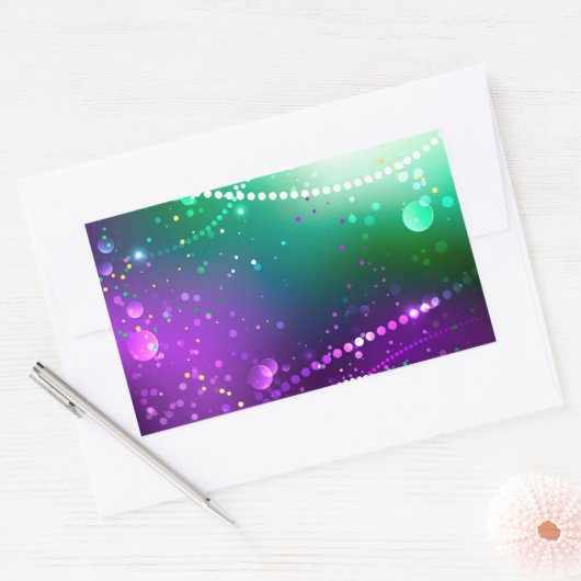 Mardi Gras Lila Hintergrund Rechteckiger Aufkleber (Umschlag)