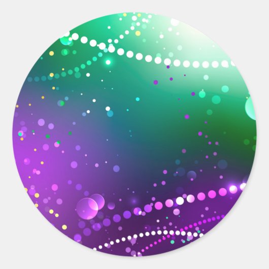 Mardi Gras Lila Hintergrund Runder Aufkleber (Vorderseite)