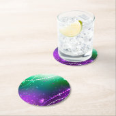 Mardi Gras Lila Hintergrund Runder Pappuntersetzer (Vor Ort)