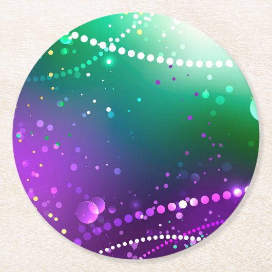 Mardi Gras Lila Hintergrund Runder Pappuntersetzer (Vorderseite)