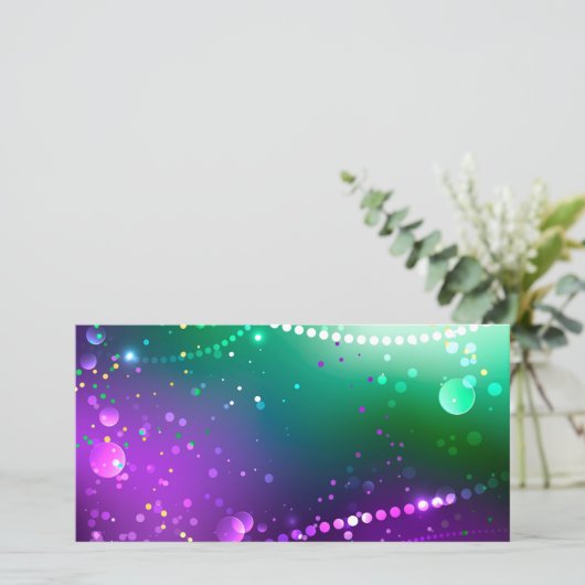Mardi Gras Lila Hintergrund Save The Date (Stehend Vorderseite)