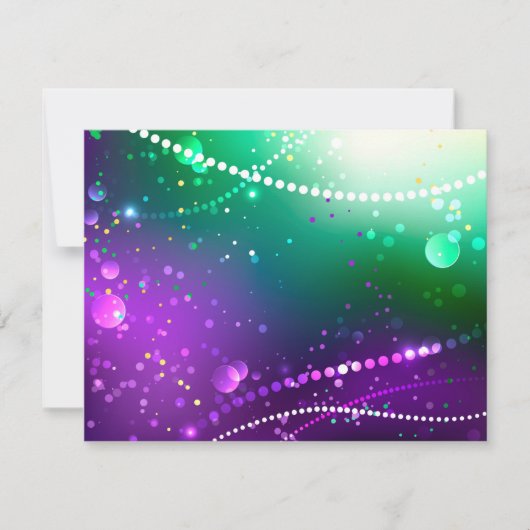 Mardi Gras Lila Hintergrund Save The Date (Vorderseite)