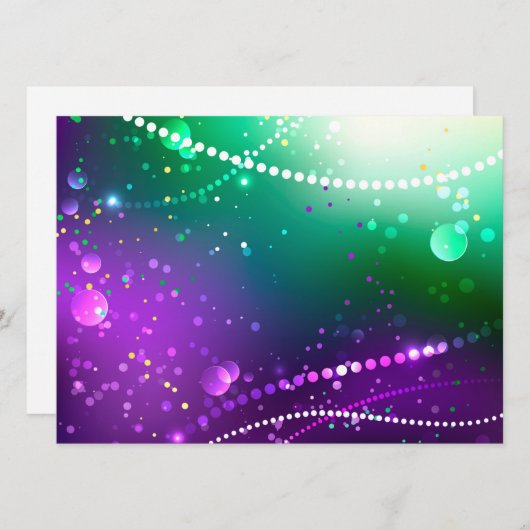 Mardi Gras Lila Hintergrund Save The Date (Vorne/Hinten)