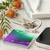 Mardi Gras Lila Hintergrund Schlüsselanhänger (Vorderseite rechts)