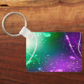 Mardi Gras Lila Hintergrund Schlüsselanhänger (Rückseite)