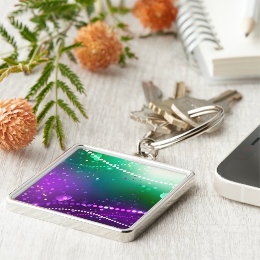 Mardi Gras Lila Hintergrund Schlüsselanhänger (Seite)