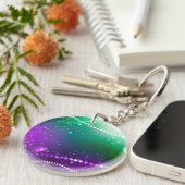 Mardi Gras Lila Hintergrund Schlüsselanhänger (Vorderseite rechts)