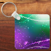 Mardi Gras Lila Hintergrund Schlüsselanhänger (Vorderseite)