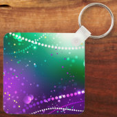 Mardi Gras Lila Hintergrund Schlüsselanhänger (Rückseite)