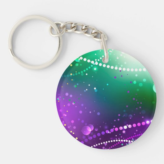 Mardi Gras Lila Hintergrund Schlüsselanhänger (Vorderseite)