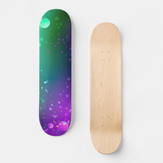 Mardi Gras Lila Hintergrund Skateboard (Vorderseite)