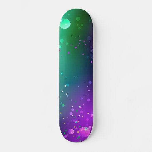 Mardi Gras Lila Hintergrund Skateboard (Vorderseite)
