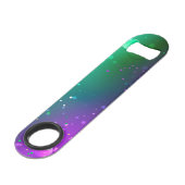 Mardi Gras Lila Hintergrund Speed Flaschenöffner (Vorderseite Schrägansicht)