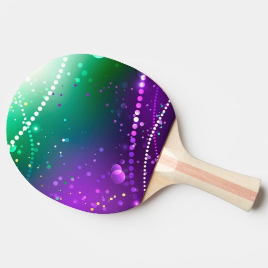 Mardi Gras Lila Hintergrund Tischtennis Schläger (Seitenansicht)