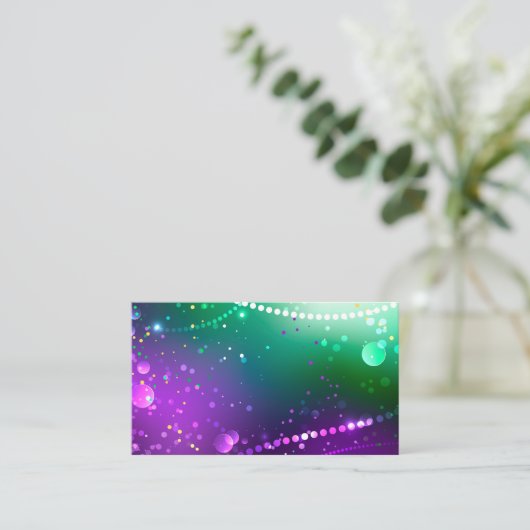 Mardi Gras Lila Hintergrund Visitenkarte (Stehend Vorderseite)