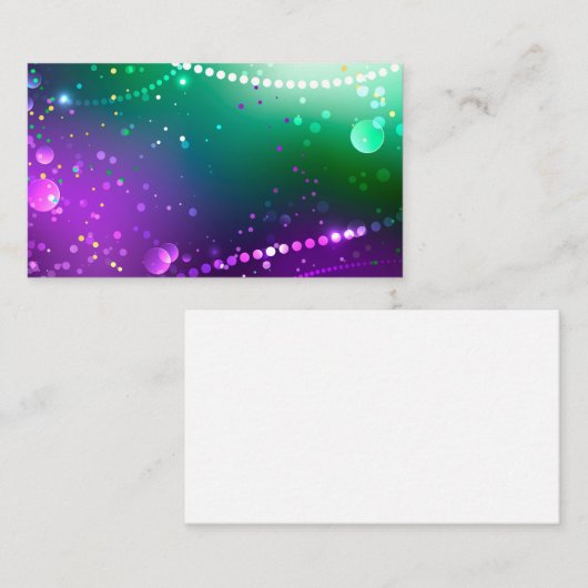 Mardi Gras Lila Hintergrund Visitenkarte (Vorne/Hinten)