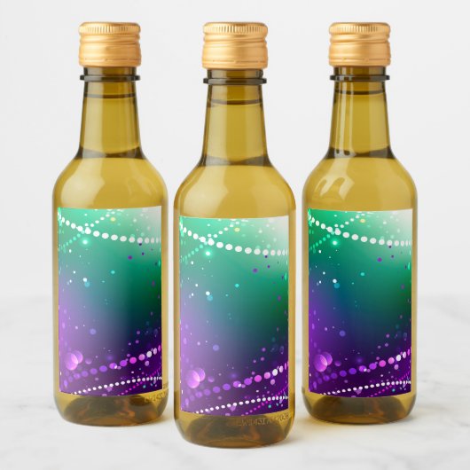 Mardi Gras Lila Hintergrund Weinetikett (Flaschen)