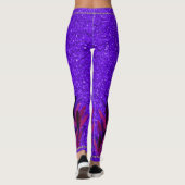 Mardi Gras Lila Imitate Feathers Glitzer Leggings (Rückseite)