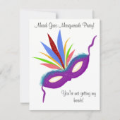 Mardi Gras Lila Mask Masquerade Ball Einladung (Vorderseite)