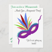 Mardi Gras Lila Mask Masquerade Ball Einladung (Vorne/Hinten)