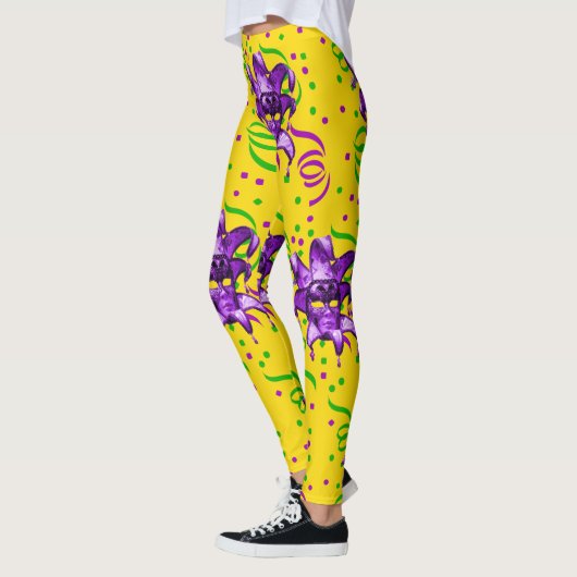 Mardi Gras Lila Mask und Confetti Leggings (Links)