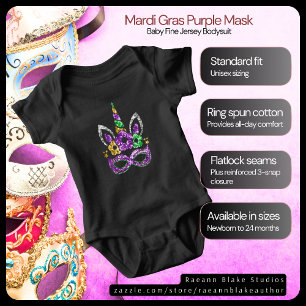 Mardi-Gras Lila Maske Baby Jersey Bodysuit Strampler