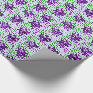 Mardi Gras Lila Maske mit Confetti Geschenkpapier