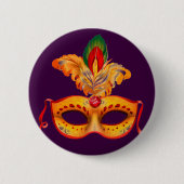 Mardi gras, lila Maskerade Button (Vorderseite)