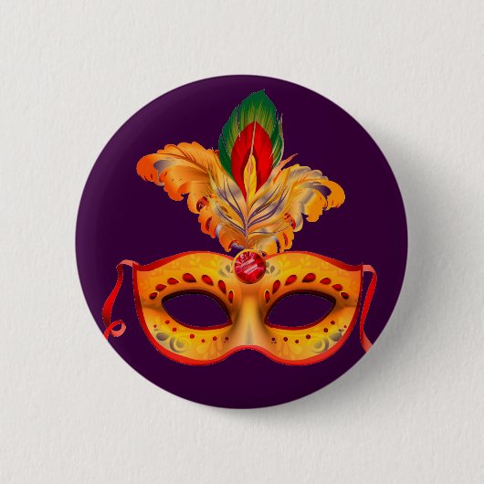 Mardi gras, lila Maskerade Button (Vorderseite)