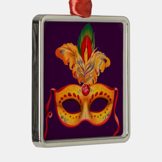 Mardi gras, lila Maskerade Silbernes Ornament (Rechts)