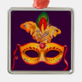 Mardi gras, lila Maskerade Silbernes Ornament (Vorne)