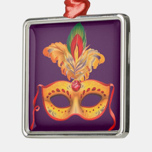 Mardi gras, lila Maskerade Silbernes Ornament (Links)