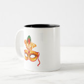 Mardi gras, lila Maskerade Zweifarbige Tasse (Vorderseite Links)
