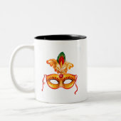 Mardi gras, lila Maskerade Zweifarbige Tasse (Links)
