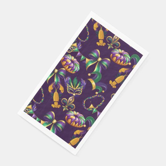Mardi Gras Lila Muster Serviette (Ecke)