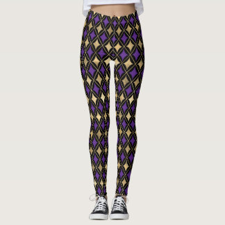 MARDI GRAS LILA SCHWARZE GOLD AKTIVE LEGGINGS
