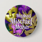 Mardi Gras Lila und Goldmasquerade Masqueras Button (Vorderseite)