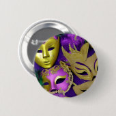 Mardi Gras Lila und Goldmasquerade Masqueras Button (Vorne & Hinten)