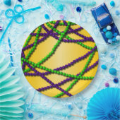 Mardi Gras Lila und grüne Perlen Pappteller (Party)