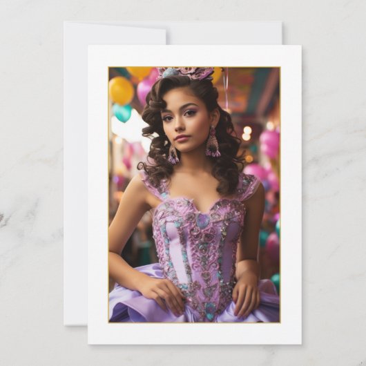 Mardi Gras Lila und Hot-Pink Floral Quinceñera Einladung (Rückseite)