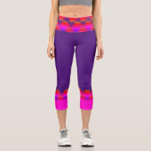 Mardi Gras Lila und rosa Feathers Capri Leggings (Vorderseite)