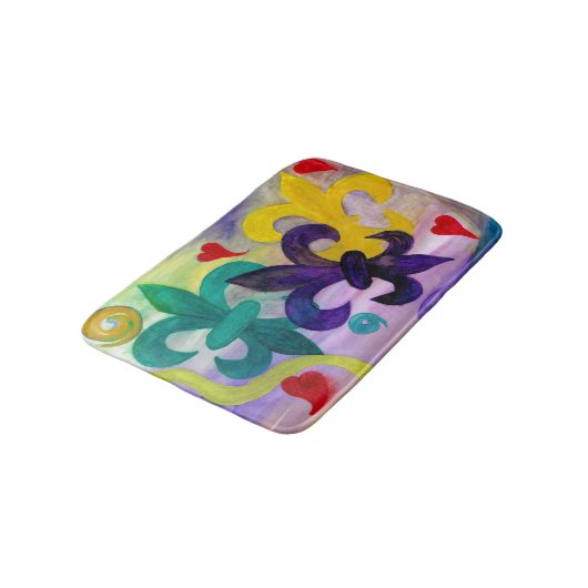 Mardi Gras Lilie Badewanne oder Küchenbodenmatte Badematte (Schrägansicht)