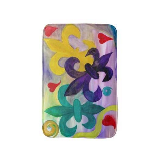 Mardi Gras Lilie Badewanne oder Küchenbodenmatte Badematte (Vorderseite Vertikal)