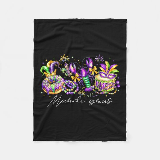 Mardi Gras Lilie Beads Louisiana Festival C Fleecedecke (Vorderseite)