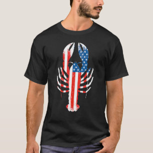 Mardi Gras Lilie Crawfish American Flag T-Shirt