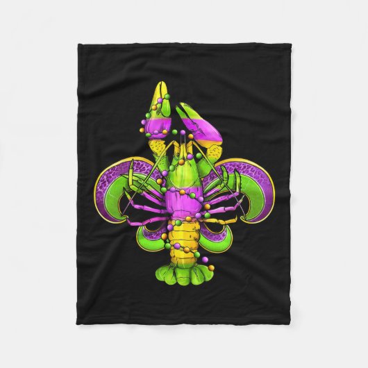 Mardi Gras Lilie Crawfish Leopard Kostüm Fleecedecke (Vorderseite)