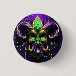Mardi Gras Lilie Design Button