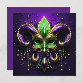 Mardi Gras Lilie Design Einladung (Vorne/Hinten)