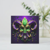 Mardi Gras Lilie Design Einladung (Stehend Vorderseite)