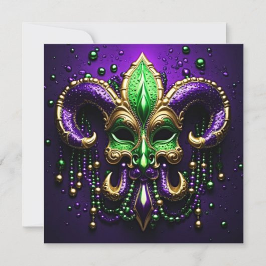 Mardi Gras Lilie Design Einladung (Vorderseite)